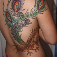 Colourful phoenix large tattoo