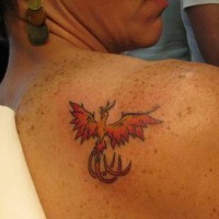 Fire phoenix tattoo on shoulder