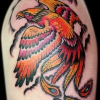 Bright phoenix arm tattoo