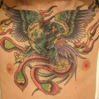 Bunter orientalischer Phoenix Tattoo