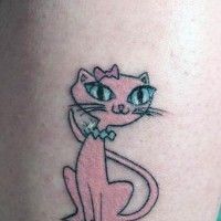 Female pink cat tattoo