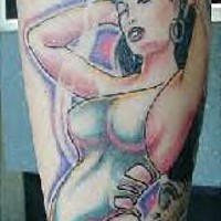 Classic erotic fantasy warrior girl tattoo