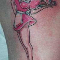 Sexy waitress pin-up tattoo