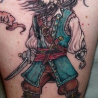 Pirata сapitan uncino tatuaggio colorato