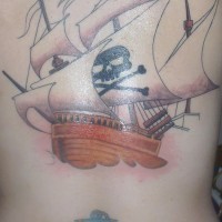 Pirate ship and anchor tattoo