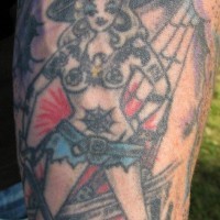 Pirate wench and ship tattoo