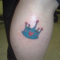 Blue princess crown tattoo