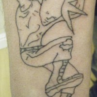 Colourless real punk rock jumping forearm tattoo