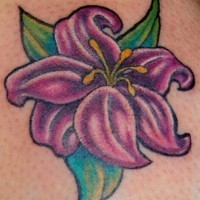 Elegant purple lily tattoo