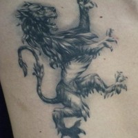 Highly detailed rampant lion tattoo
