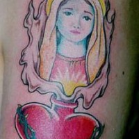Sacred heart and mary tattoo