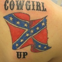 Confederate flag  and cowgirl tattoo