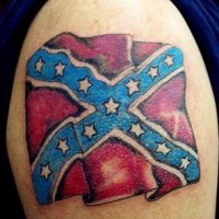 Confederate flag shoulder tattoo