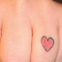 Finger tattoo,little simple red heart