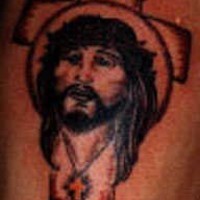 Cross and jesus portrait tattoo