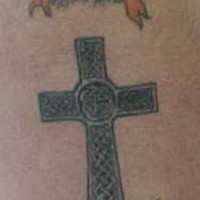Celtic cross with tracery tattoo