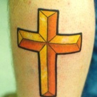 Golden latin cross tattoo