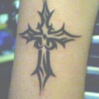 Tribal black cross tattoo
