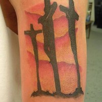 Croce surreale tatuaggio colorato