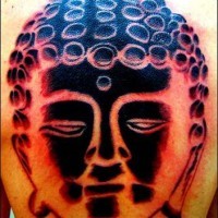 Schwarzer großer Buddha-Kopf Tätowierung
