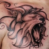 Original style roaring lion tattoo