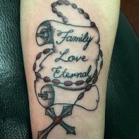 Rosary with writings  tattoo