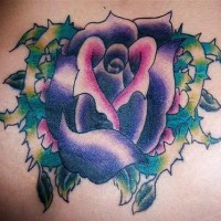 Purple rose with thorns tattoo