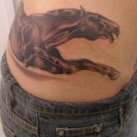 Realistic running horse tattoo