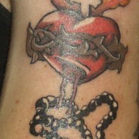 Sacred heart and rosary tattoo in colour