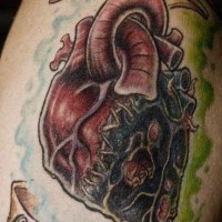 Realistic rotten heart tattoo