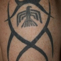 Shoulder tattoo, black sign eagle, designed
