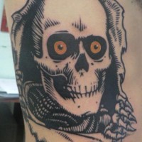 Skateboard logo skeleton skin rip tattoo