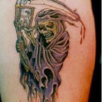 Grim reaper with sand clock tattoo