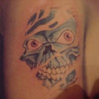 Blue ice skull tattoo