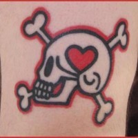 Le tatouage de la crâne avec le cœur et les os