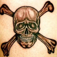 Realistic skull and crossbones tattoo
