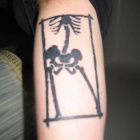 Black skeleton portrait tattoo