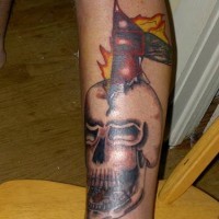 Skull crushed with dagger tattoo