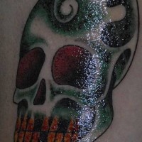 Dark-green sugar skull tattoo