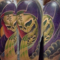 Skull in cape amazing  tattoo