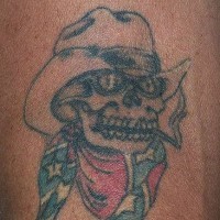 Confederate Skull in hat  tattoo