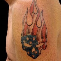 Flaming usa patriotic skull tattoo