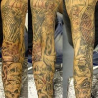 Heaven and hell sleeve tattoo