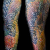 Koi fish full sleeve tattoo