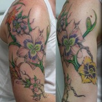 Beautiful and colourful flowers tattoo