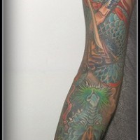 Asian style full sleeve tattoo