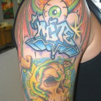 Horror themed sleeve tattoo