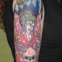 Lady of darkness sleeve tattoo