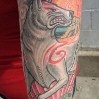 Tatuaje del lobo en colores suaves