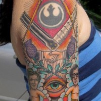 Mason symbolism sleeve tattoo